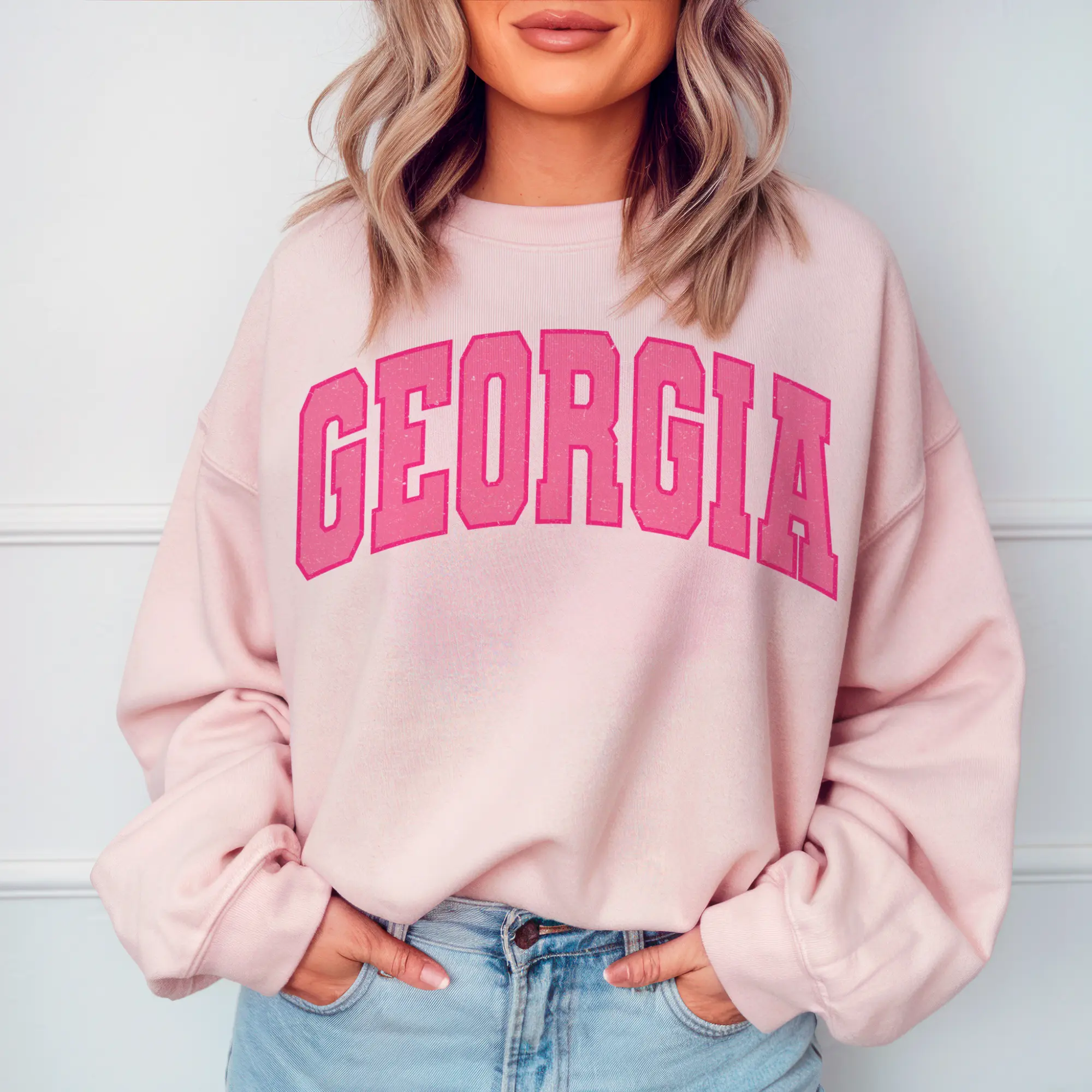 Girly Pink Varsity State Sweatshirt Vintage Baseball City Pink Sweatshirt Baseball Team Pullover College State Sweatshirt Womens Casual State Pullover New York State Top