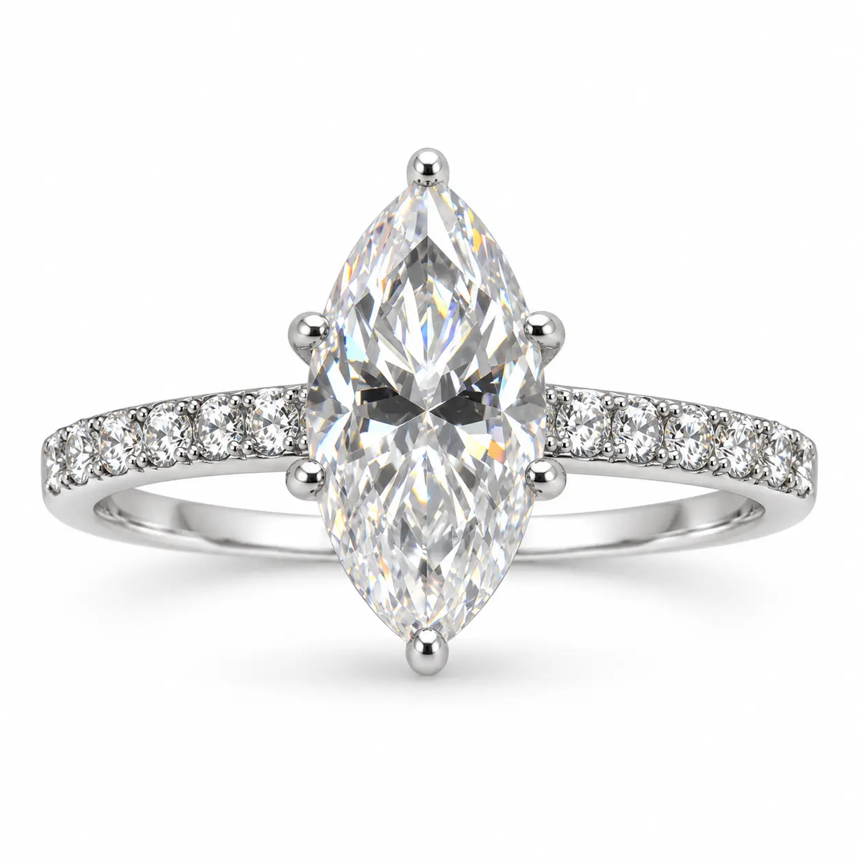 JZ206(SIZE-8)3ct solid Sterling Silver Marquise shape Moissanite Diamond Rings