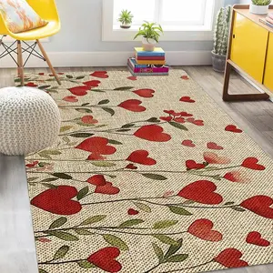 Heart Pattern Floor Mat, 1 Set Non-slip Washable Floor Carpet, Decorative Area Rug for Home Living Room Bedroom Study Room Bathroom