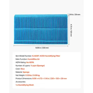 VEVOR Air Purifier Filter Replacement, Compatible with KJ420F-A35 Filter Accessories with Precision Mesh Screen, Washable Reusable, Easy to Replace for Indoor Room Office Humidifying, Blue