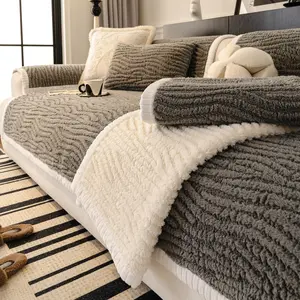 Autumn Winter Short Plush Sofa Cover, Vintage Boho Style, Soft Skin-Friendly Pet Friendly, Bedroom Dining Room Living Room Use
