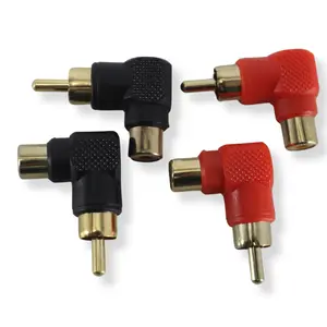 2 Pack Black-Red RCA Barrel Connectors Mini Right Angle Install Bay