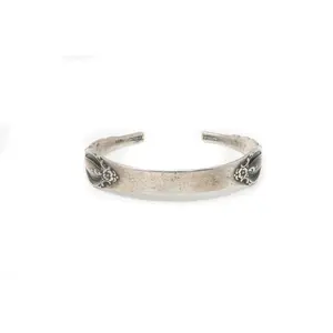 Antique Art Deco Initials Plate Spoon Sterling Cuff Bracelet