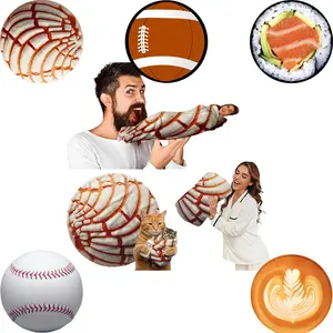 Creative Unusual Flannel Blanket Soft Comfortable Round Rug, Creative Candy Cookie Baseball Rugby Sushi Coffee Latte Styles Available
