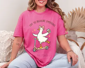 Off to Regulate Emotions Shirt - Mental Health Oversized Casual Unisex T-Shirt for Women - 100% Cotton Jersey