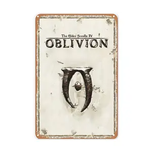 1pc The Elder Scrolls IV Oblivion Vintage Metal Wall Art - 20.07x30.23 Cm Frameless Tin Sign, Rustic Game Decor With Aged Scroll Design, Perfect For Home, Bar, Or Gaming Room Decoration, Game Room Art