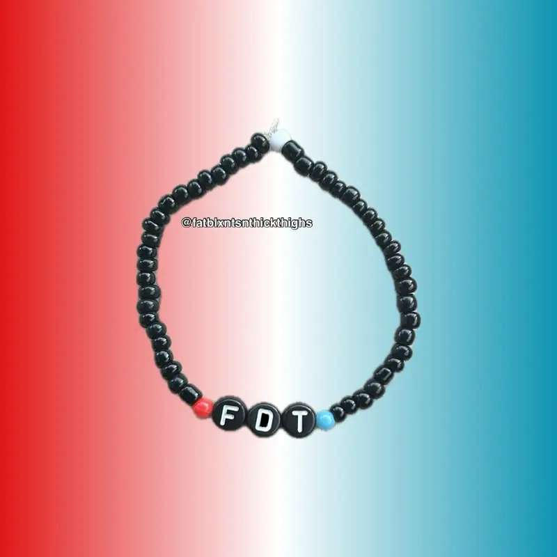 Monochrome FDT Political Liberal Leftist Democrat Seed Bead Bracelet