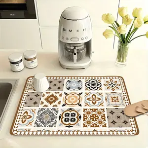 Multi-Functional Table Mat, Classic Plaid Print Rubber Coaster, Easy Clean, Water Absorbent, Non-Slip, Durable, Ideal for Kitchen and Bedroom