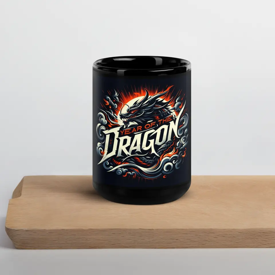 Year of the Dragon #1 | Chinese Zodiac Black Glossy Mug