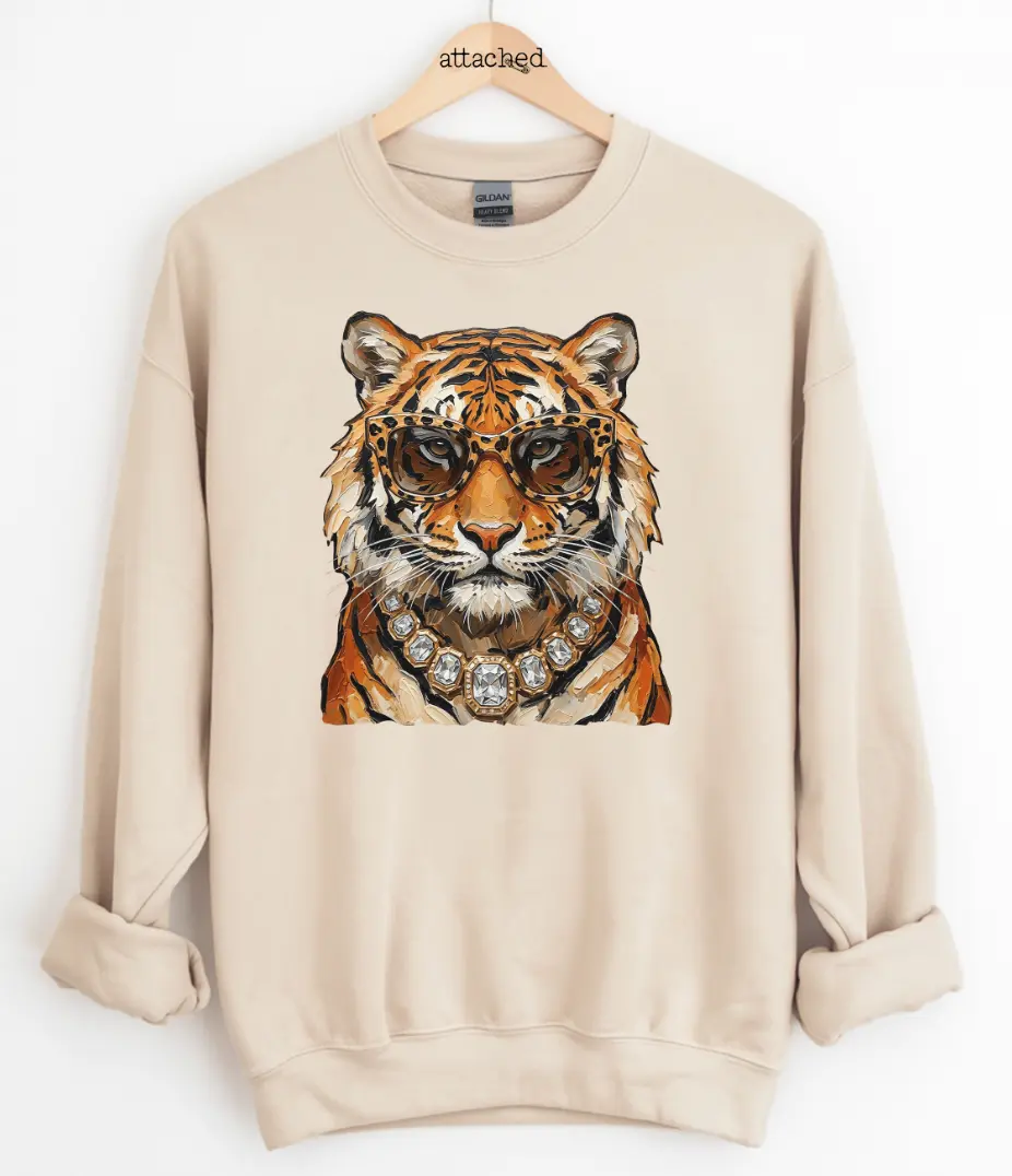 Faux Paint Stroke Cool Tiger Graphic Top