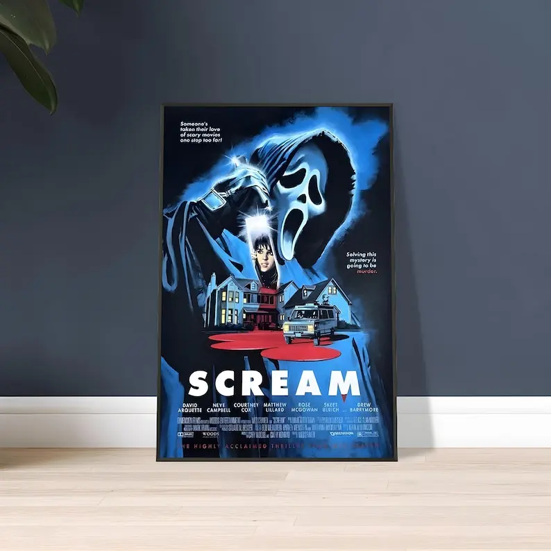 Scream (1996) Cult Movie Poster Vintage Horror Movie Print Classic Horror Movie Decor Horror Gift Vintage Style Wall Art Home Decor