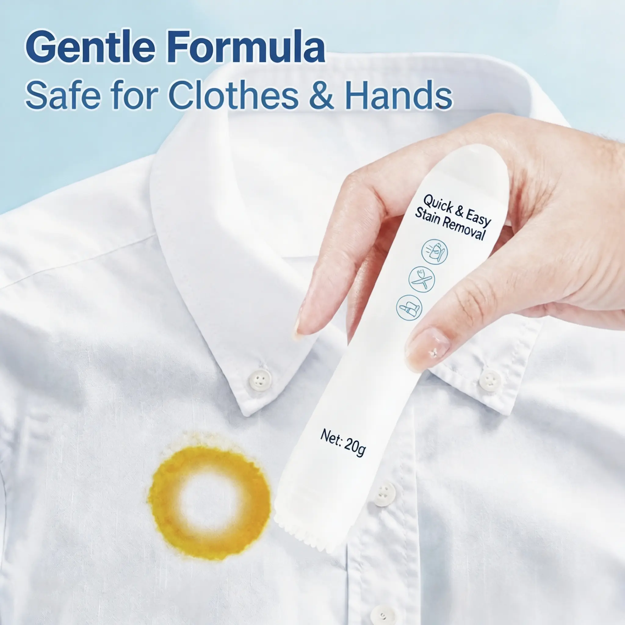 Instant Spot Stain Remover Pen No Rinse Residue-Free Garment Cleaner Ultra Gentle Emergency Stain Stick Portable Pocket Size Travel Friendly for Oil Coffee Juice Food Stains Safe on Cotton Linen Polyester Blends Office School Outdoor Emergency Fix