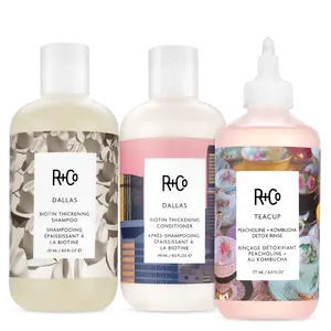 R+Co Dallas Biotin Thickening Shampoo & Conditioner Kit with Free Detox Rinse for Big Beautiful Bouncy Haircare