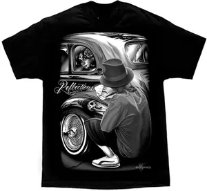 David Gonzales Men's Reflections Lowrider Skull Chicano DGA Art T Shirt