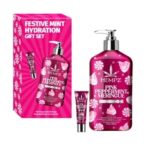 (A)Hempz Festive Mint Hydration Gift Set – Pink Peppermint Meringue Body Lotion & Lip Balm Duo, Limited Edition – 17 oz & .44 oz