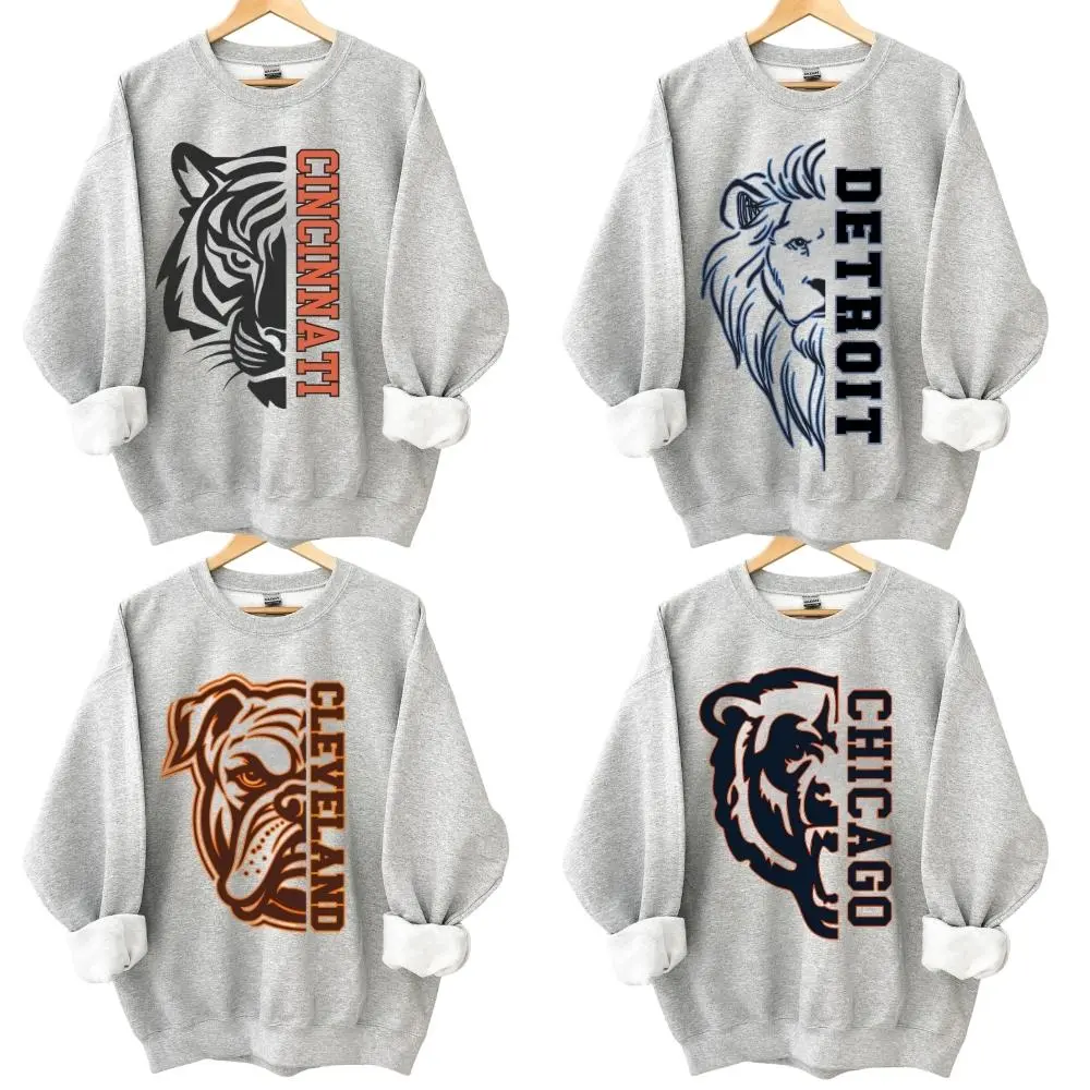 All Team Football City Graphic ASH GREY Sweatshirt City Animal Sports Day City Football Top Casual Game Hometown Shirt Comfortable Football Shirt