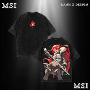 Eris | Mushoku Tensei Washed Tee Hoodie Sweater Double Printed Fiery Bond Graphic — For Lovecore Fans, For Gift Drops That Burn With Heart