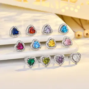 Zircon twelve stars heart-shaped earrings earrings for men and women couples gift springtok