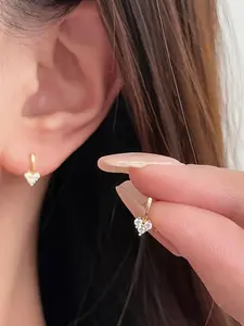 Heart Shaped Triangle Stud Earrings, Cute Minimalist Design Stud Earrings for Women, Fashion Jewelry for Party, Daily Clothing Decor, Trendy All-match & Exquisite Jewelry for Gift