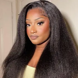 West Kiss Ready Go Glueless Wig Light Yaki Straight 7x5 Closure Wig Human Hair Pre Bleached Pre Plucked Human Hair With Natural Hairline