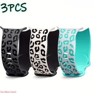 3 Pcs Leopard Print Silicone Apple Watch Bands, Unisex Comfortable Sport Strap Compatible With 38–49mm Series 1-10 SE And Ultra, Stylish Daily Casual Wear Accessory (No watch)