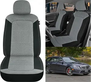 Nilight Car Seat Cover 2PCS Black Grey Breathable Mesh Interior Covers with Removable Headrest Airbag Compatible Universal for Cars Truck and SUV Front Seats Vehicle