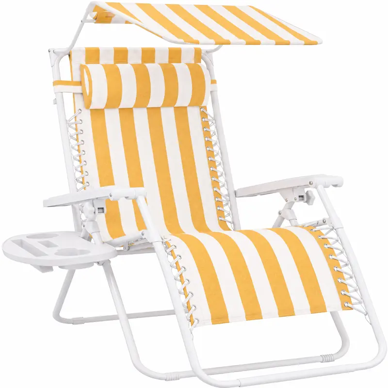 Best Choice Products 30” Extra Wide Folding Zero Gravity Patio Lounge Chair w/Canopy Shade