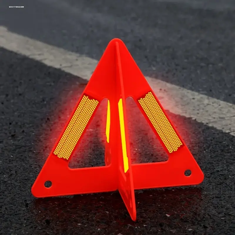 2-Piece High Visibility Reflective Car Triangle Set - Durable Plastic, Rear External Accessories