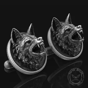 GTHIC Vintage Howling Wolf Pure Tin Cufflinks for Men Women Animal Personalized Accessories Daily Wear