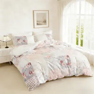 Floral Plaid Pink Rose 3-Piece Set includes 1 duvet cover and 2 pillowcases, without inserts.Easy to remove, durable, soft and comfortable, perfect for bedroom decoration.
