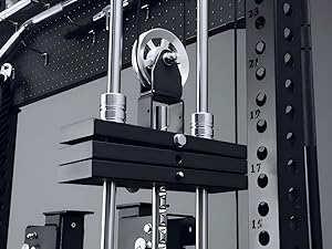 Mikolo Anubis-2.0 Smith Machine, 2000LBS Power Cage with LAT Pulldown&Cable Crossover, Multi-Function Trainer with Aluminum Pulley System for Fitness Home Gym