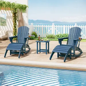 Heavy Duty Weather Resistant HDPE Adirondack Ottoman Footrest, Durable Outdoor Patio Foot Stool for Porch Pool Lawn Backyard, Pairs Perfectly with Adirondack Chairs, Space Saving and Easy Clean