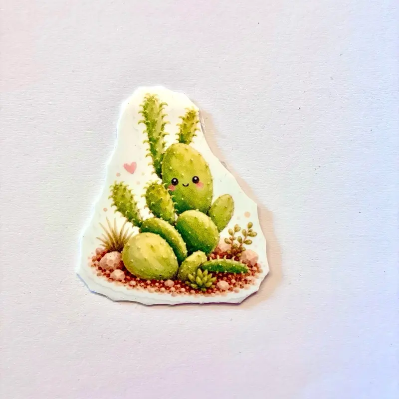 Cute Succulent & Cactus Vinyl Decal Sticker Pack - Waterproof Die-Cut Self Adhesive Label, Light Tack, UV Inhibitors, Multi-Use for DIY Painting Supplies, Cardstock Paper Scrapbook & Permanent Sticker Tape