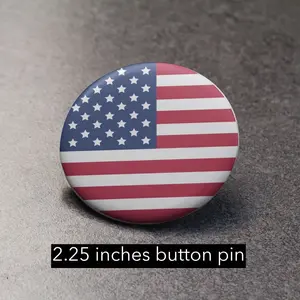 American Flag Button Pin - Patriotic Fashion Accessory - 2.25 inches brooch pin