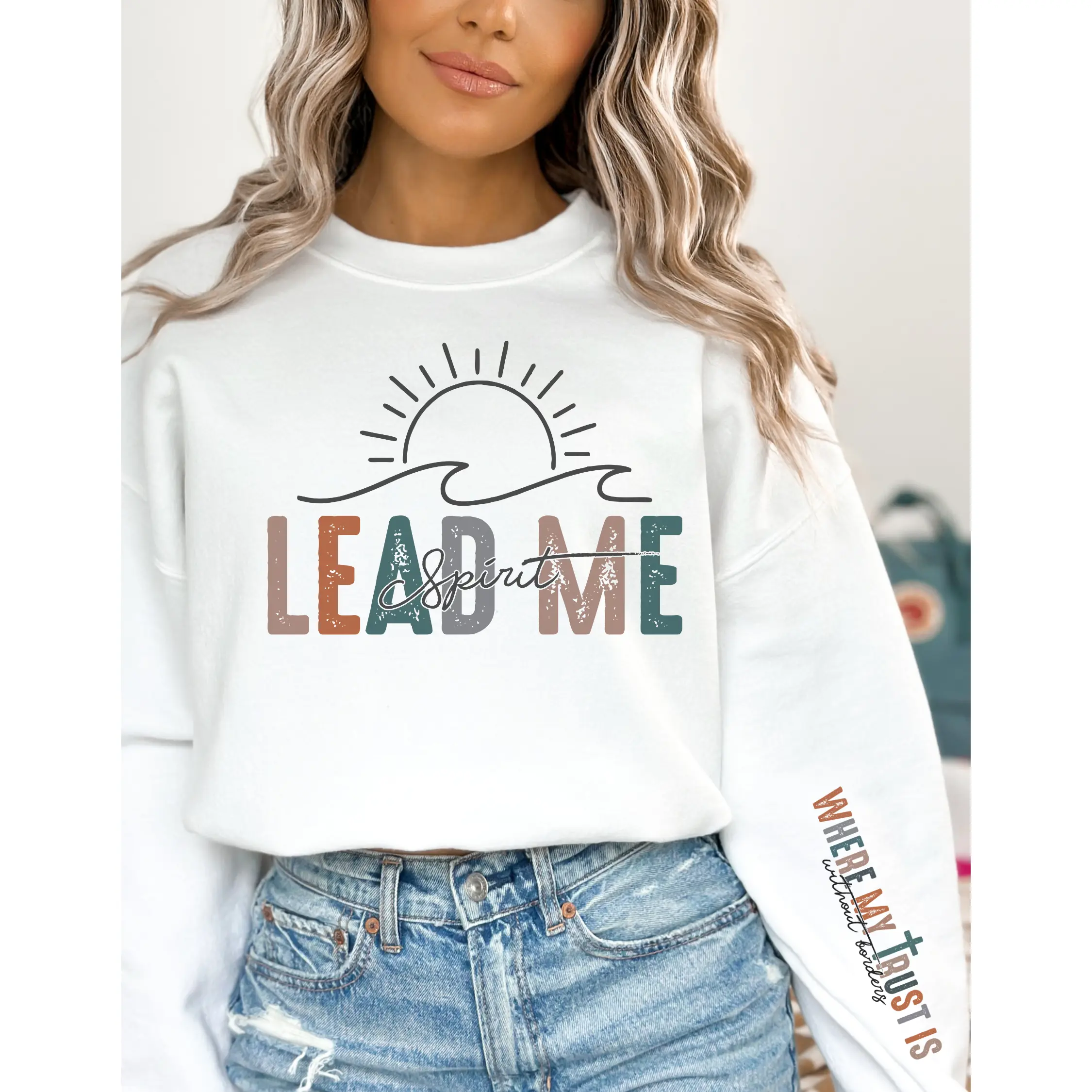 Lead me spirit crewneck sweater