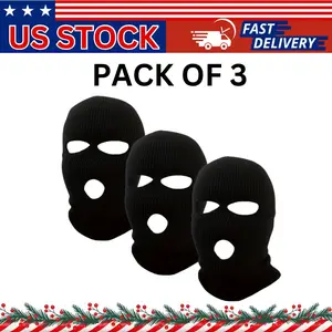 US Stock Pack of 3 Full Face Mask Winter Ski Cap Balaclava Beanie Tactical Thermal Warm Hat for Cold Weather Activities