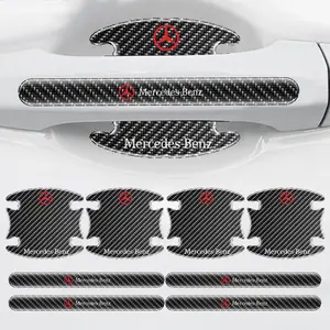 Carbon Fiber Textured 4/8pcs Car Door Handle Bowl Protector, Anti-Collision Design for Mercedes-Benz Amg Models, Durable Automotive Accessory