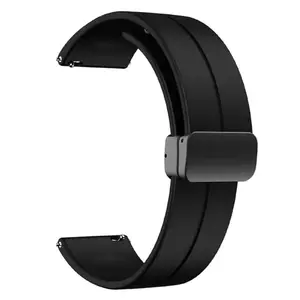 20mm/22mm Silicone Magnetic Buckle Strap, Casual Business Sports Watch Band, Compatible with Samsung Huawei Xiaomi Garmin Smartwatch Accessories