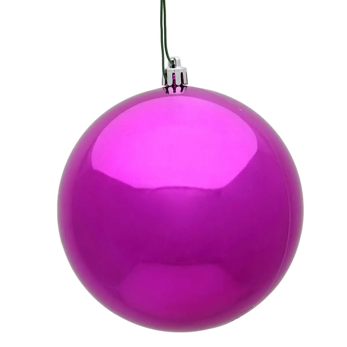 212 MAIN 6 in. Fuchsia Shiny UV Reflective Plastic Round Christmas Hanging Ornaments - 4 per Bag