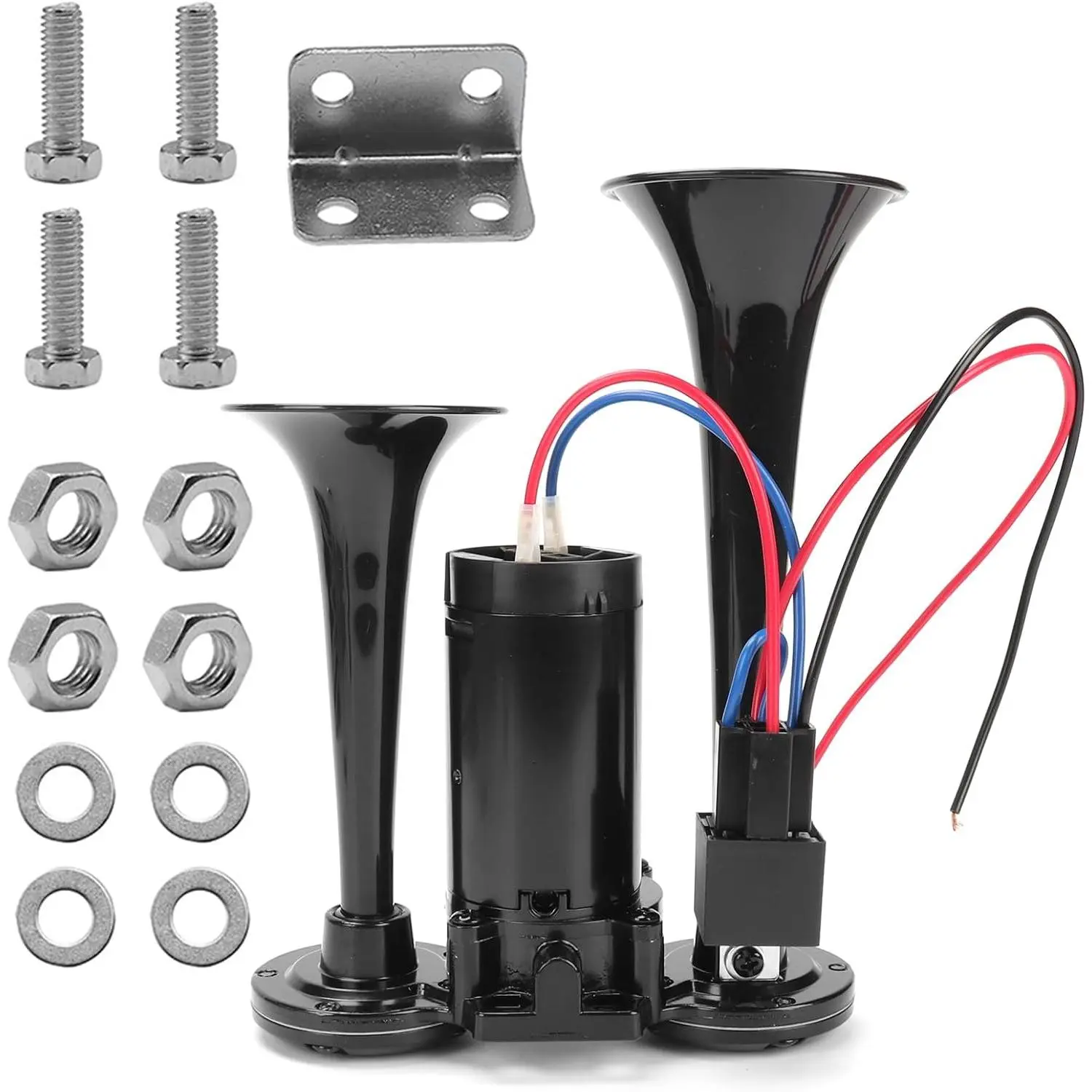 Air Horn for Truck, Car Air Horns, 150DB Super Loud Dual Electric Train Horns Kit with Compressor for Any 12V Vehicles Trucks Motorcycle Pickup Trains Cars Boats