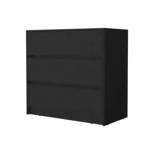 HomeRoots 518025 31.50 x 33.46 x 16.54 in. Black Manufactured Wood Three Drawers No Handles Dresser