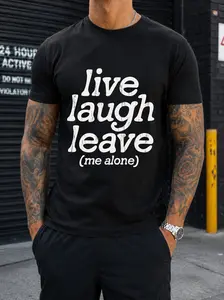 Live Laugh Leave Me Alone Sarcastic Graphic Tee Vintage Washed Cotton T Shirt For Men Women Introvert Funny Casual Streetwear Tee