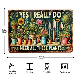 [Rustic Wall Decor] Vintage Garden Metal Sign 8X12Inch - Yes, I Really Need All These Plants - Rustic Wall Decor for Plant Lovers, Home And Gardening Enthusiasts, Indoor Decoration Vintage Aesthetics Decor