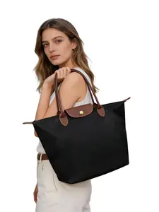 2PCS Lightweight Foldable Tote for Women: Handbag Shoulder Bag, Versatile Shoulder & Crossbody Travel Bag with 2 Hidden Pockets, Large Capacity, Fixed Strap – Stylish & Convenient for Everyday Use