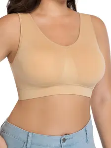 【Plus Size】 Solid Wireless Push Up Bra, Seamless Breathable Bra, Women's Comfortable Breathable Bra, Women's Lingerie for Daily Wear, Wireless Seamless Bras