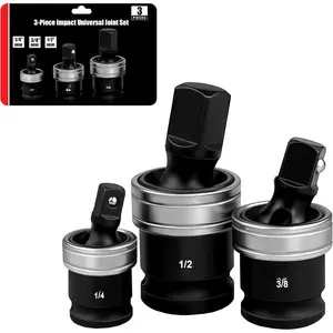 3-  Universal Joint Set, 1/2", 3/8" and 1/4" Drive Socket Swivel Adapter Set,  Grade Wobble Sockets, U-Joint Sockets