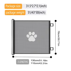 Retractable Pet Gate – No-Drill Expandable Barrier for Doorways/Stairs, Foldable Mesh Net for Cats & Dogs, Indoor Safety Divider Infant Newborn