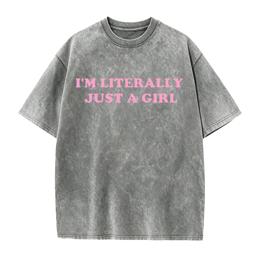 I’M LITERALLY JUST A GIRL Plus Size Women's T-Shirt - Stylish Black Tee with Eye-Catching Pink Text, Perfect for Casual Outings, Everyday Wear, and Gift-Giving
