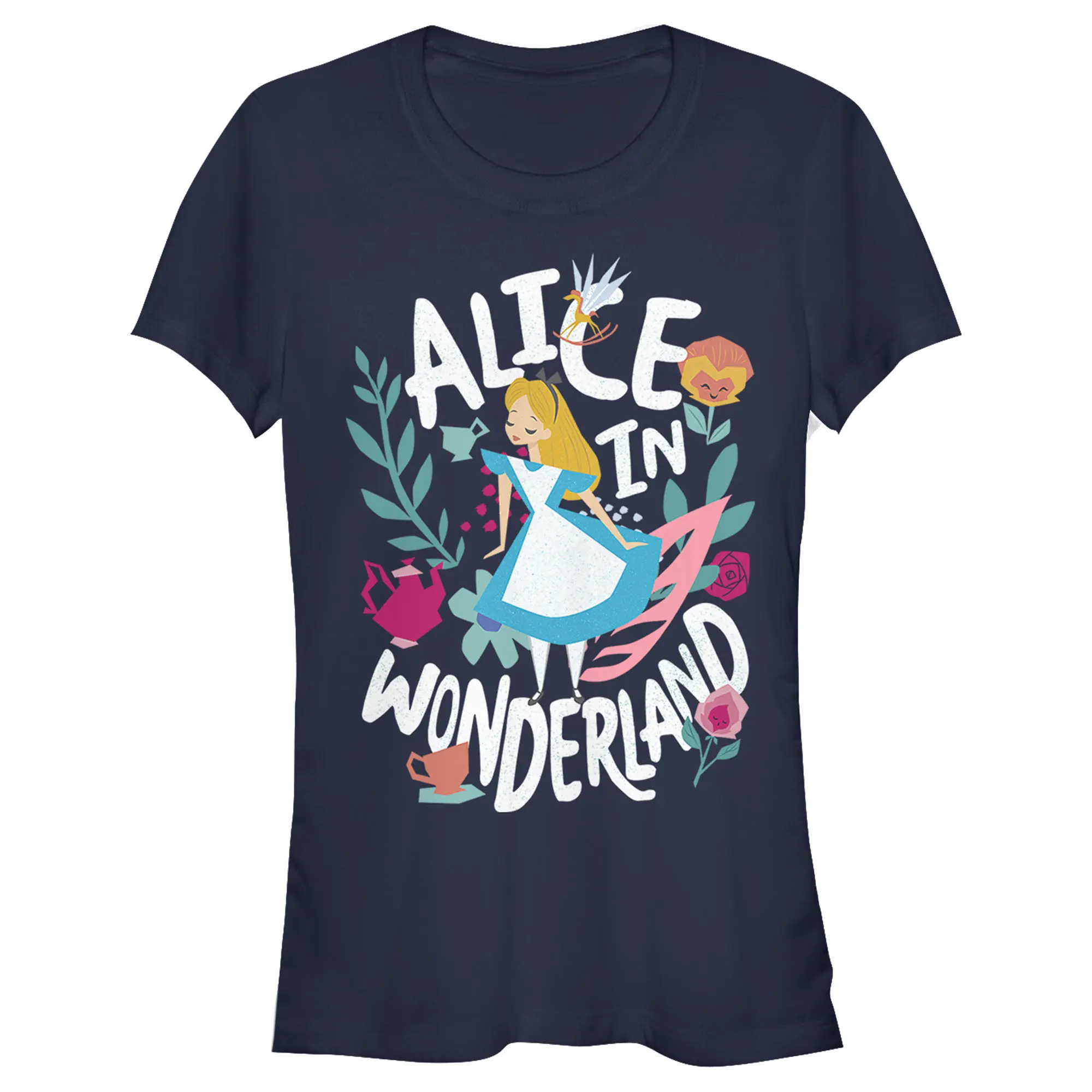 Junior's Women Alice in Wonderland Cartoon Alice T-Shirt