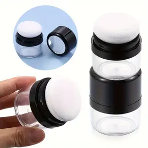 2pcs Travel-Friendly Loose Powder Case with Mushroom Sponge Puff Makeup Puffs - Compact, Fragrance-Free Cosmetic Foundation Box